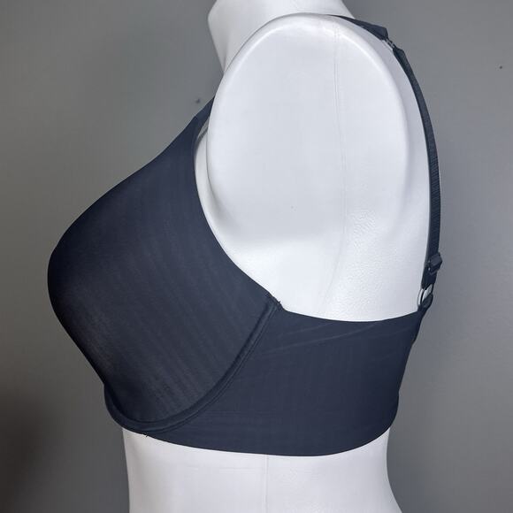 Parfait Bra US Size 38H Lined Molded Cups Black Shimmer Stripes Underwire - Picture 3 of 7